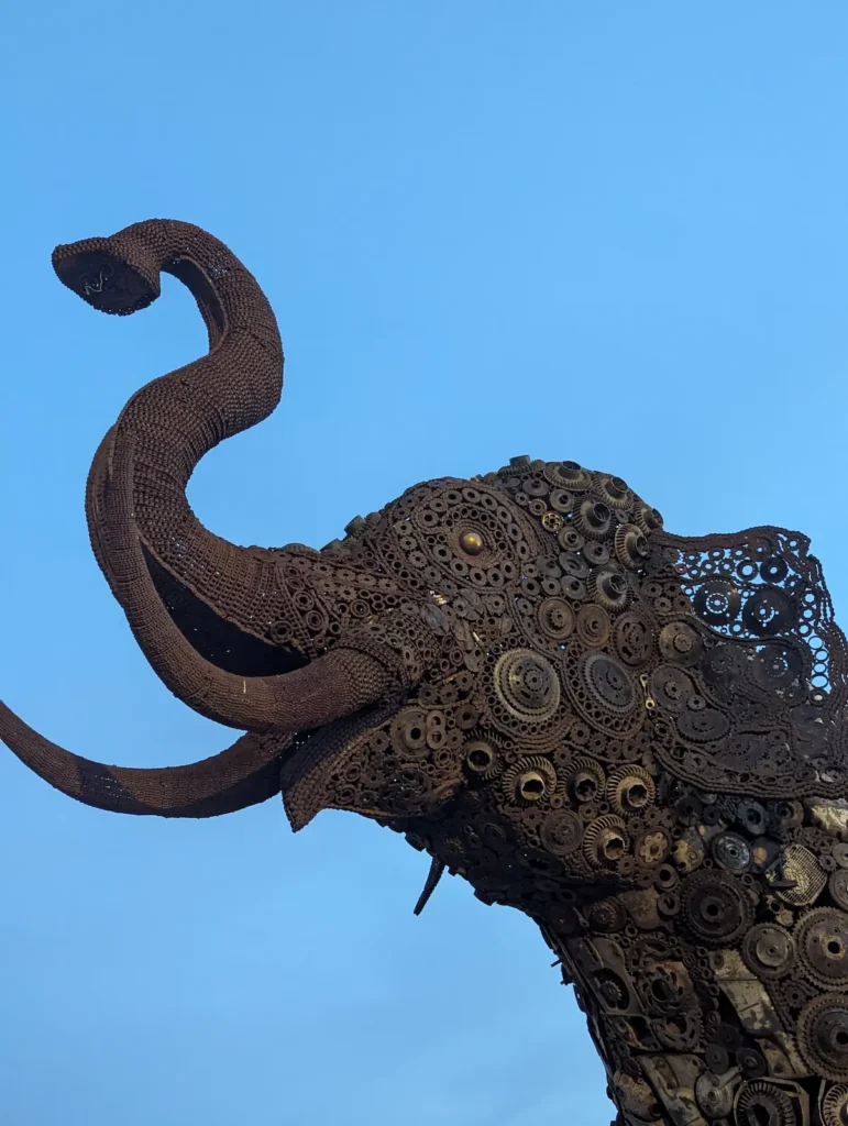 An elephant sculpture in Mondulkiri made from chainsaws